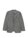 Canali Check-pattern Single-breasted Suit In Gray