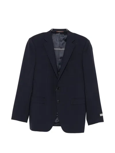 Canali Check-pattern Wool Suit In Black
