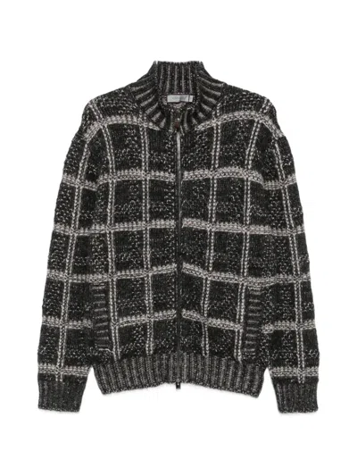 Canali Check-pattern Zip-up Cardigan In Multi