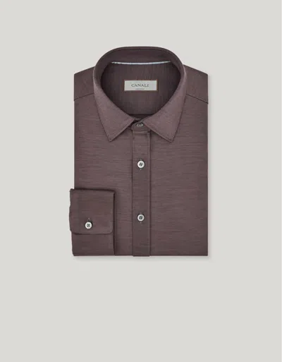 Canali Chemise Casual Impeccabile Regular Fit En Jersey De Laine In Purple