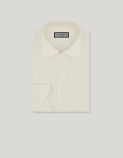 Canali Impeccabile Cream Twill Cotton Regular-fit Formal Shirt In White
