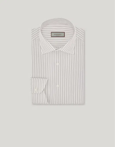 Canali Chemise Regular Fit En Coton Et Soie In White