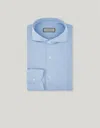 Canali Chemise Slim Bleue En Jersey De Coton In Blue