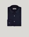 Canali Chemise Slim Fit En Jersey De Coton Et Lyocell Bleu Marine In Blue