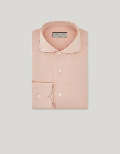 Canali Chemise Slim Rose En Jersey De Coton In Pink