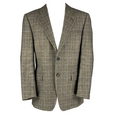 Pre-owned Canali Chest Size 40 Black Beige Glenplaid Cashmere Single Breasted Sport Coat