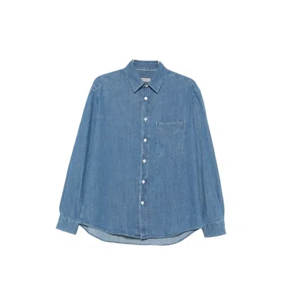 Canali Chest-pocket Denim Shirt In Blue