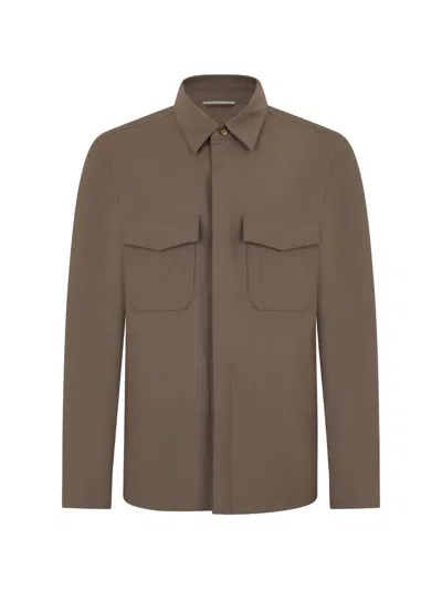 Canali Chest-pocket Shirt Jacket In Brown