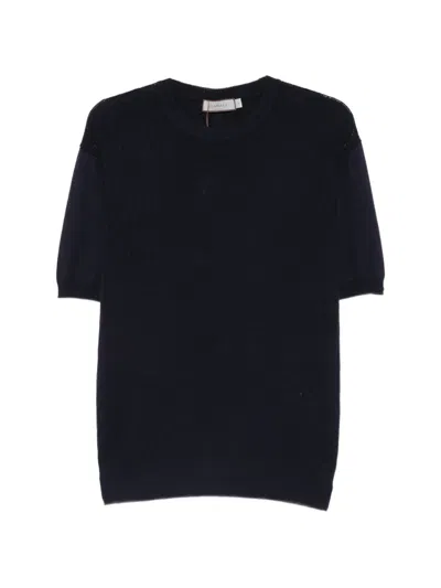 Canali Chevron-knit Short-sleeve T-shirt In Black