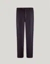 Canali Chinos In Blue-black Garment-dyed Cashmere Gabardine In Blue