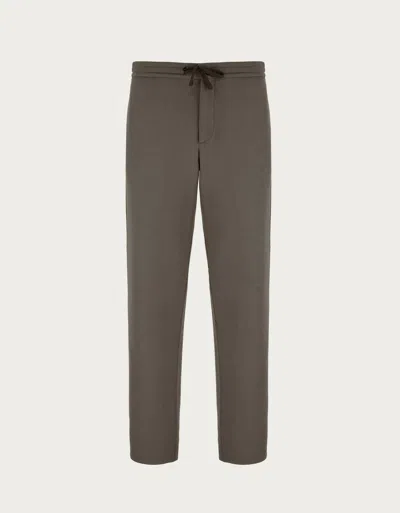 Canali Chinos In Dove Grey And Grey Double Wool In Brown