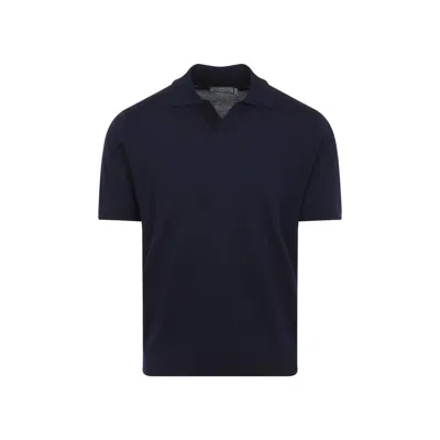Canali Navy Blue Cotton Polo