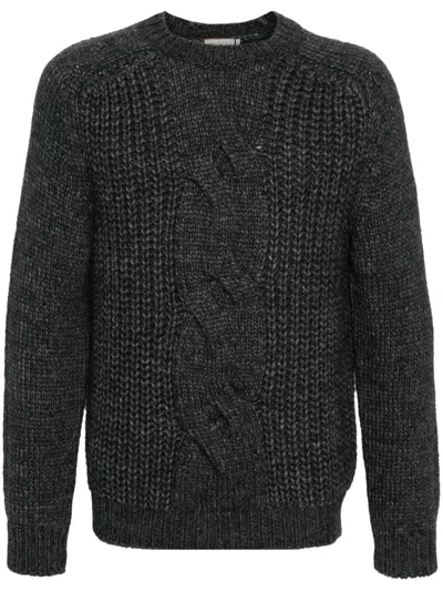 Canali Ribbed Cable-knit Sweater In Gray
