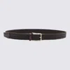 Canali Textured Woven Belt With Polished Buckle In Black