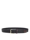 Canali Textured Woven Belt With Polished Buckle In Black