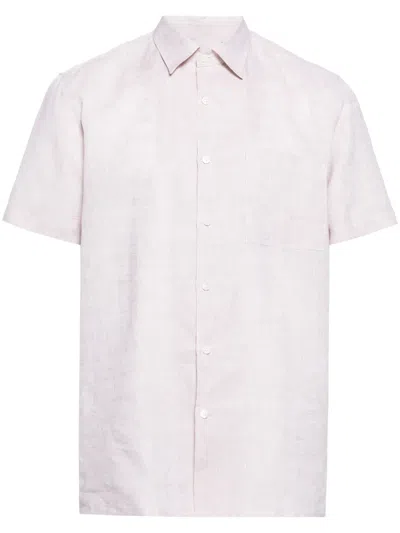 Canali Classic-collar Linen Shirt In Neutrals