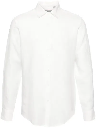 Canali Classic-collar Linen Shirt In White
