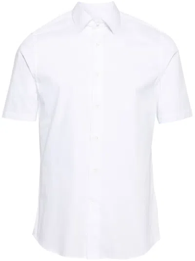 Canali Classic-collar Short-sleeve Shirt In White