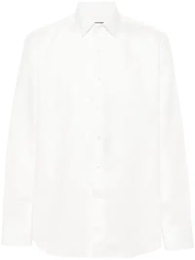 Canali Classic-collar Twill Shirt In White