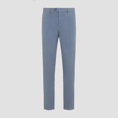 Canali Classic Cotton Chino Pants With Stretch In Blue