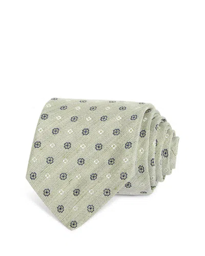 Canali Classic Floral Tie In Light Green