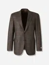 Canali Single-breasted Checked Blazer In Brown