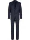 Canali Kei Trim Fit Shadow Plaid Navy Wool Suit In 蓝色