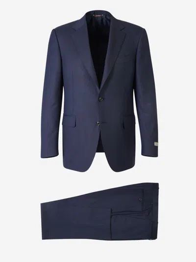 Canali Classic Wool Suit In Midnight Blue