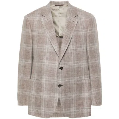 Canali Single-breasted Blazer In Brown