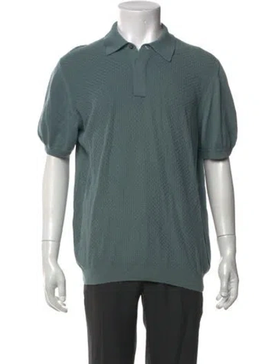 Pre-owned Canali Collar Short Sleeve Polo Sweater In Green