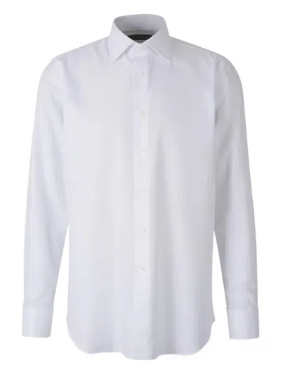 Canali Collared Cotton Shirt In White