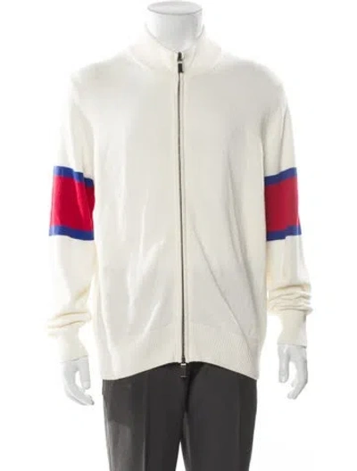 Pre-owned Canali Colorblock Pattern Mock Neck Cardigan In Neutral