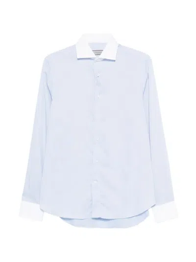 Canali Contrast Shirt In Blue