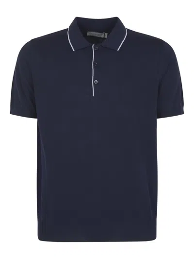Canali Contrasting Border Polo Shirt In Navy