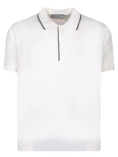 Canali Contrasting Border Polo Shirt In White