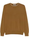 Canali Contrasting-trim Sweater In Brown