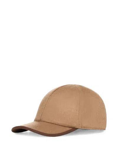 Canali Contrast-trim Baseball Cap In Brown