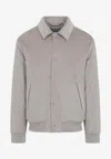 Canali Classic Corduroy Bomber Jacket In Soft Light Grey