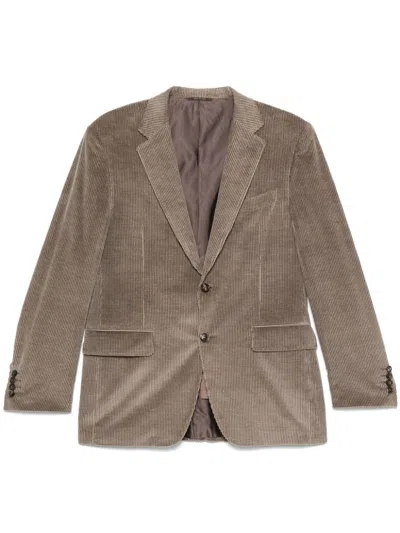 Canali Corduroy Blazer In Brown