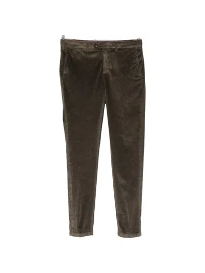 Canali Corduroy-effect Belt-loop Trousers In Brown
