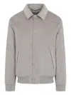 Canali Classic Corduroy Bomber Jacket In Soft Light Grey In Gray