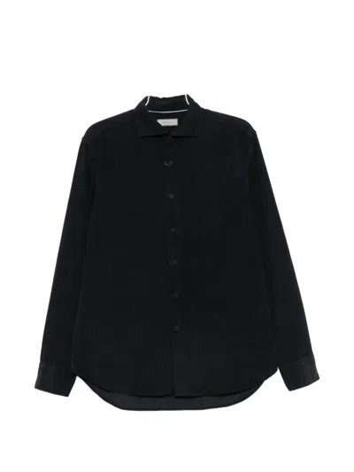 Canali Corduroy Long-sleeve Shirt In Black