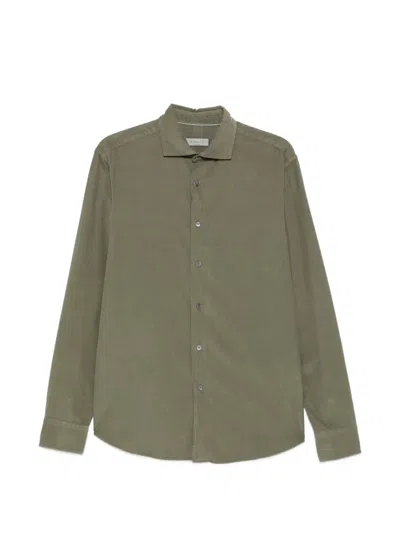 Canali Corduroy Long-sleeve Shirt In Green