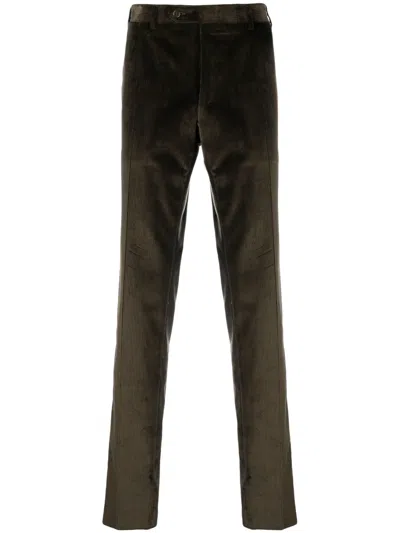 Canali Straight-leg Corduroy Trousers In Grün