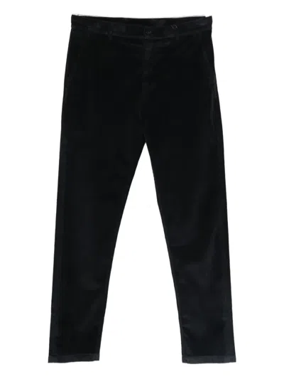 Canali Corduroy Tapered Trousers In Black