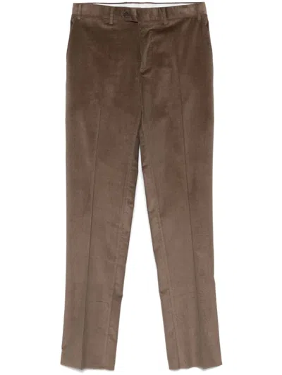 Canali Corduroy Trousers In Brown