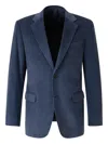 Canali Corduroy Two-button Blazer In Blue