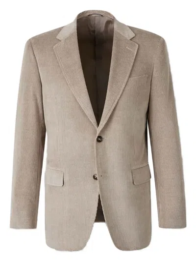 Canali Corduroy Two-button Blazer In Neutral