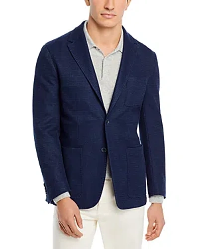 Canali Cotton & Linen Textured Jersey Regular Fit Sport Coat In Blue