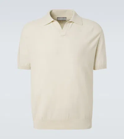 Canali Cotton And Silk-blend Polo Shirt In Neutral